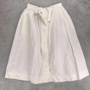JH Collectibles Button Front Skirt A-Line Cotton Casual White Size M